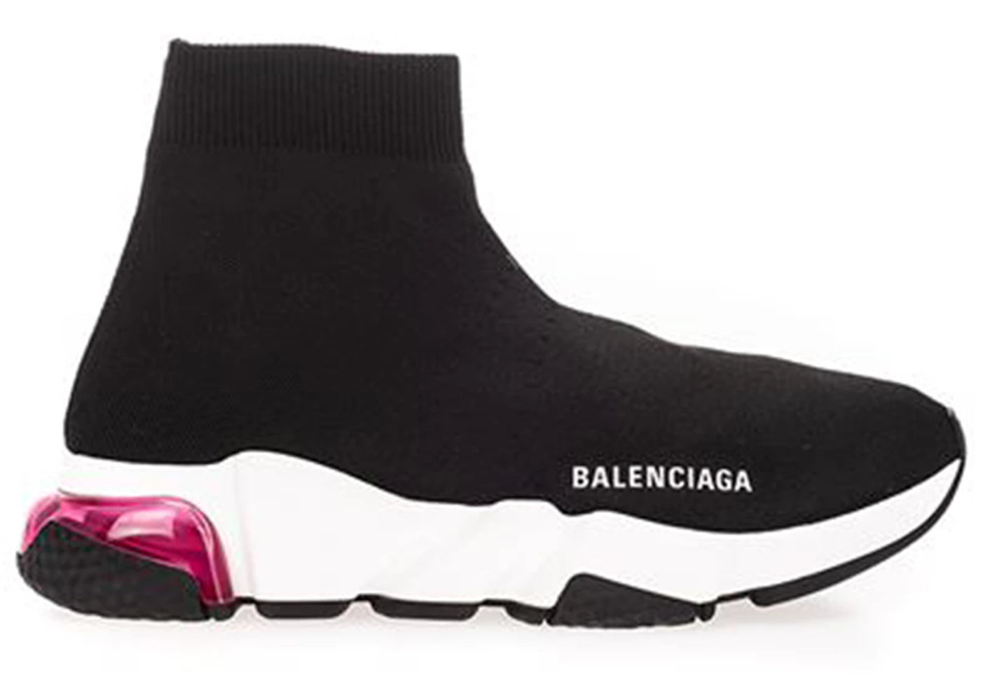 balenciaga speed trainer clear sole black red (women's)