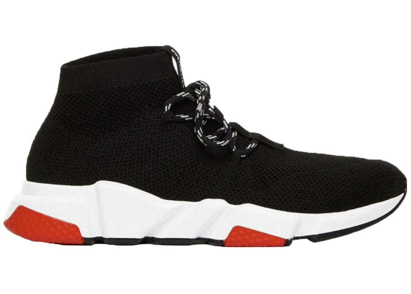 balenciaga speed trainer lace up black black white red