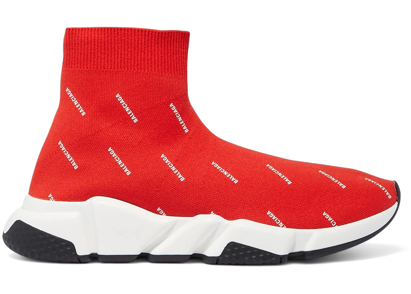 balenciaga speed trainer logo print red white