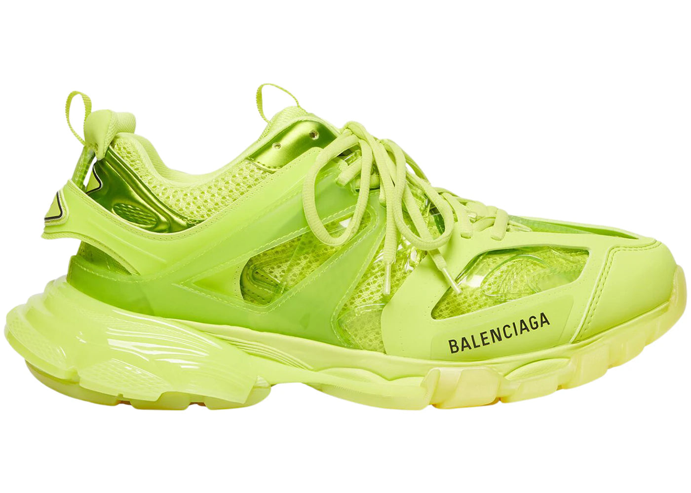 balenciaga track clear sole neon yellow