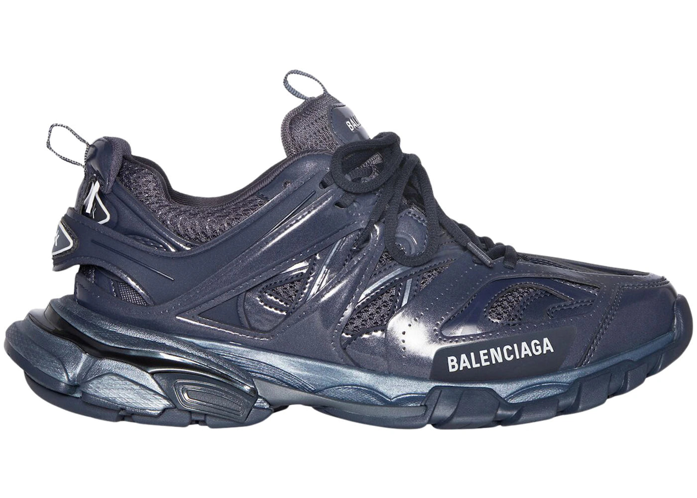 balenciaga track metallic grey navy
