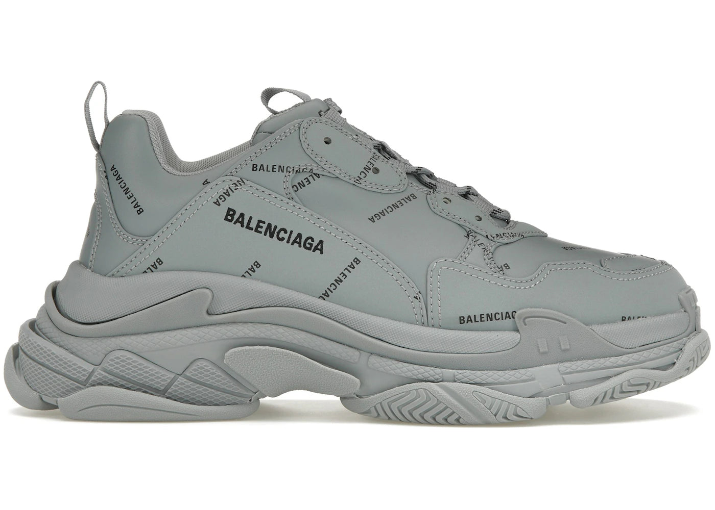 Balenciaga Triple S Allover Logo Grey Black