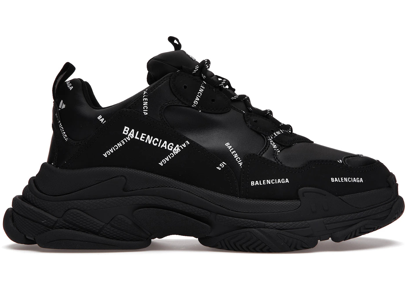 Balenciaga Triple S Allover Logo Black UK 10