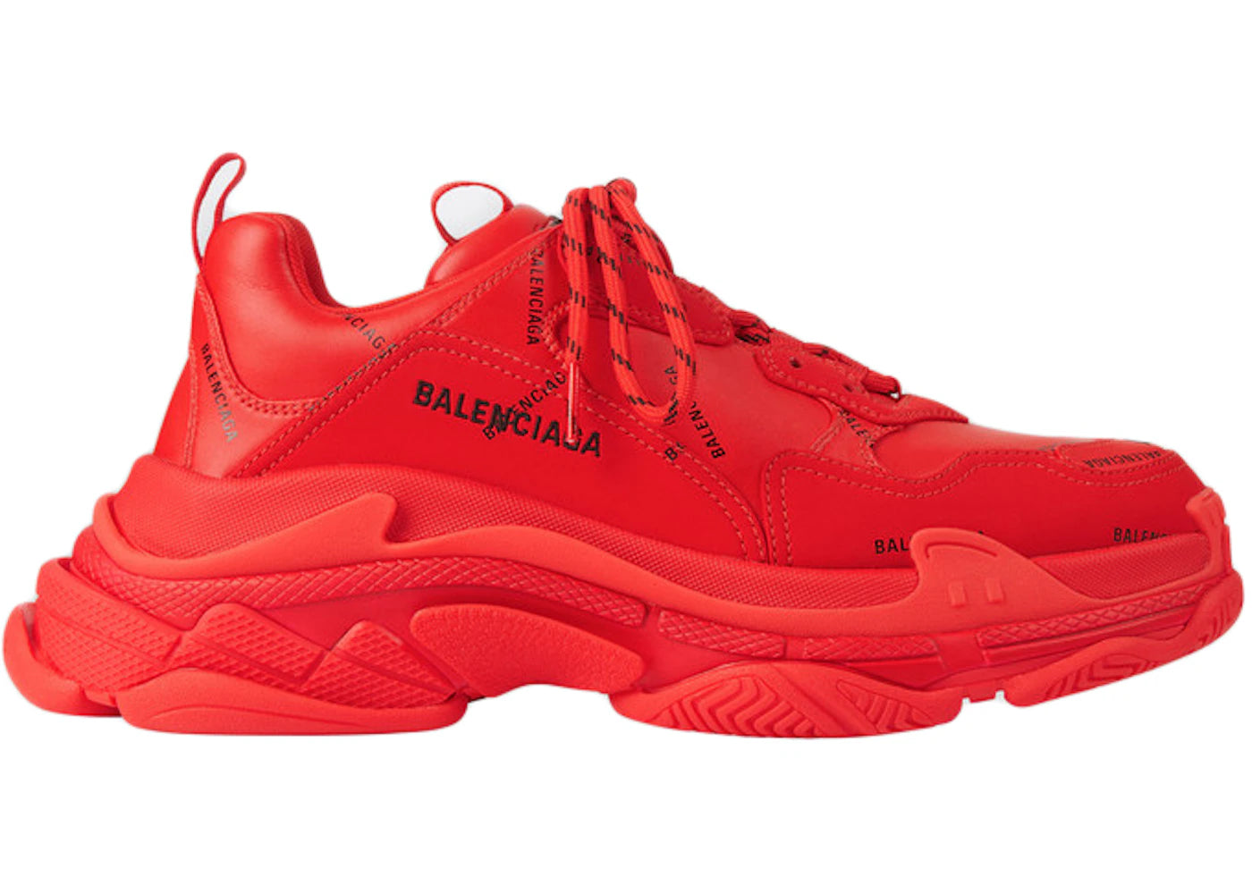 balenciaga triple s allover logo red (women's)