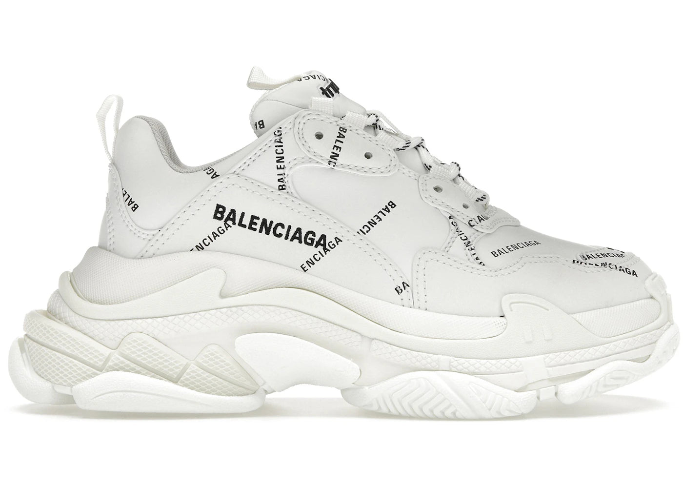 balenciaga triple s allover logo white (women's)