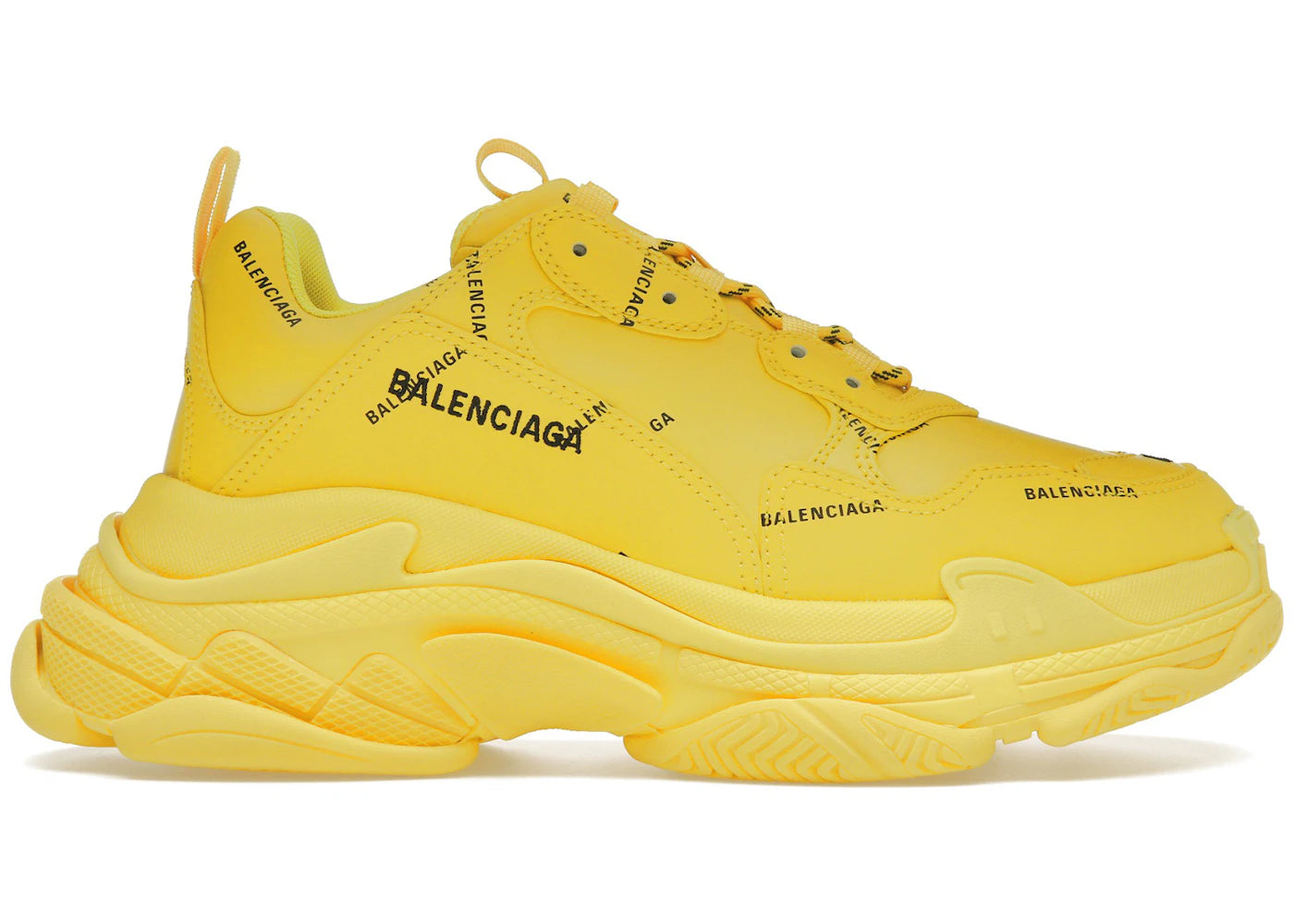 balenciaga triple s allover logo yellow