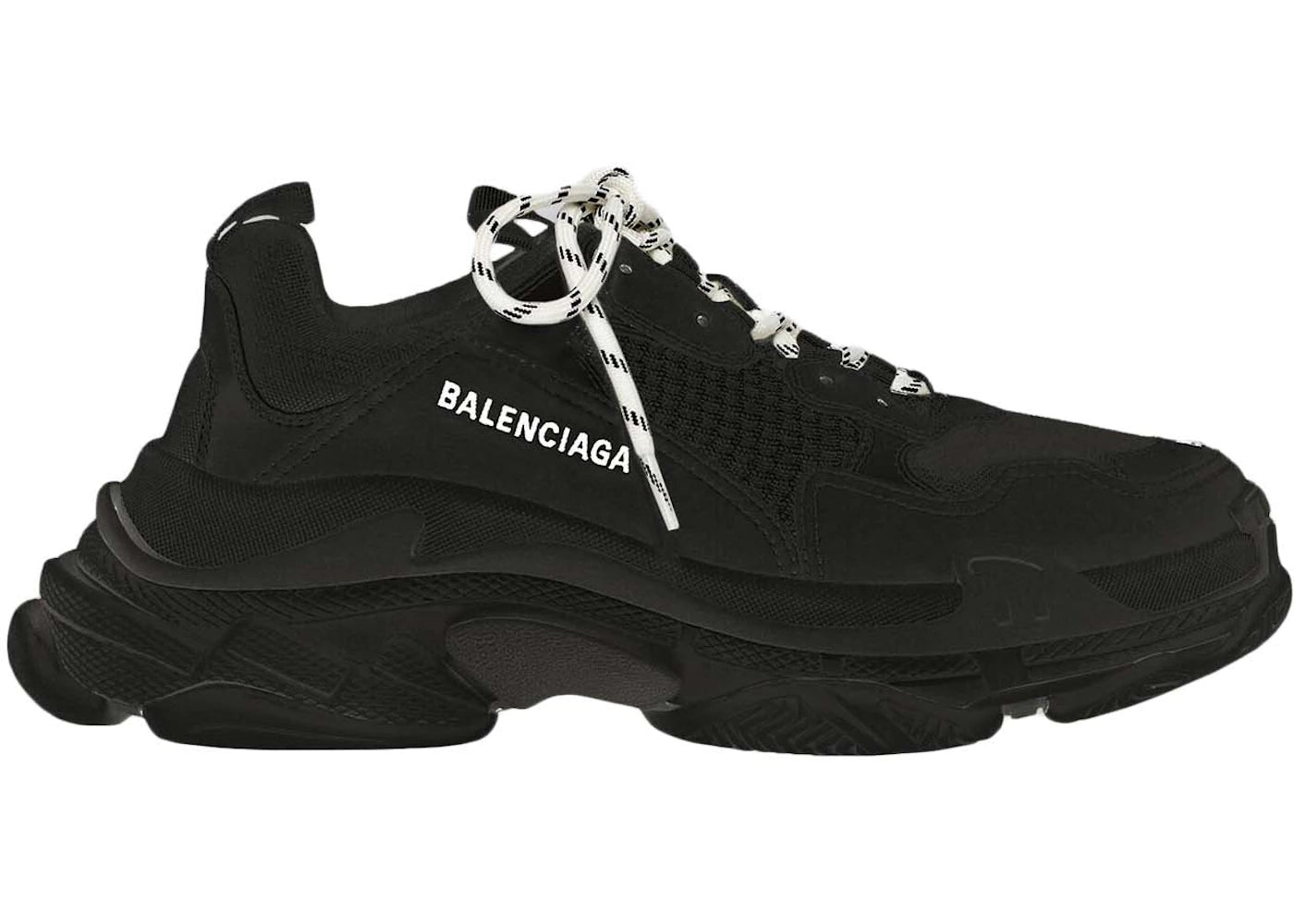 balenciaga triple s black white lace (women's)