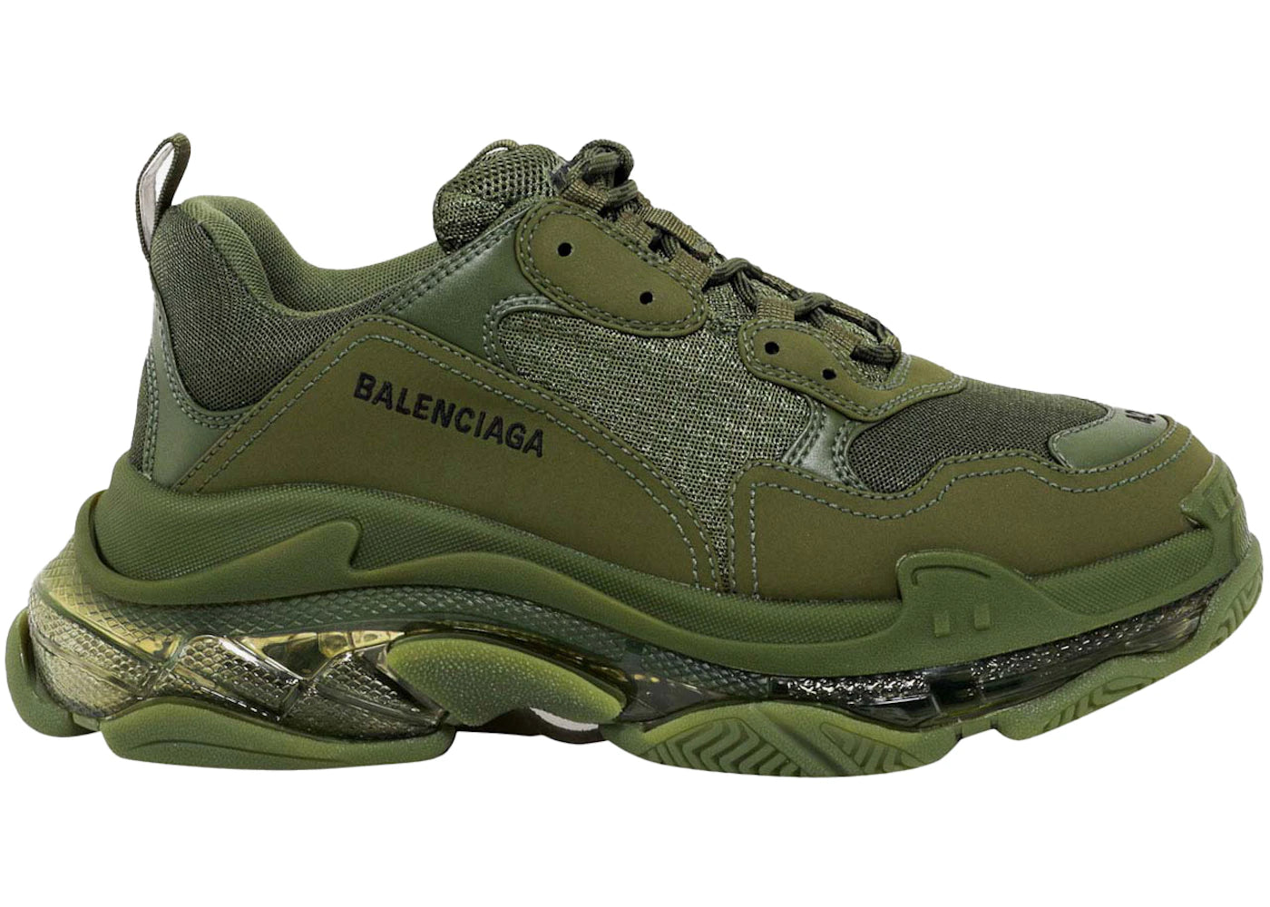 balenciaga triple s clear sole dark green