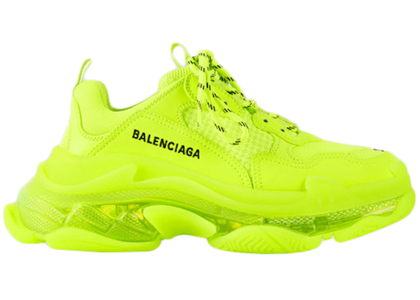 balenciaga triple s clear sole fluo yellow (women's)