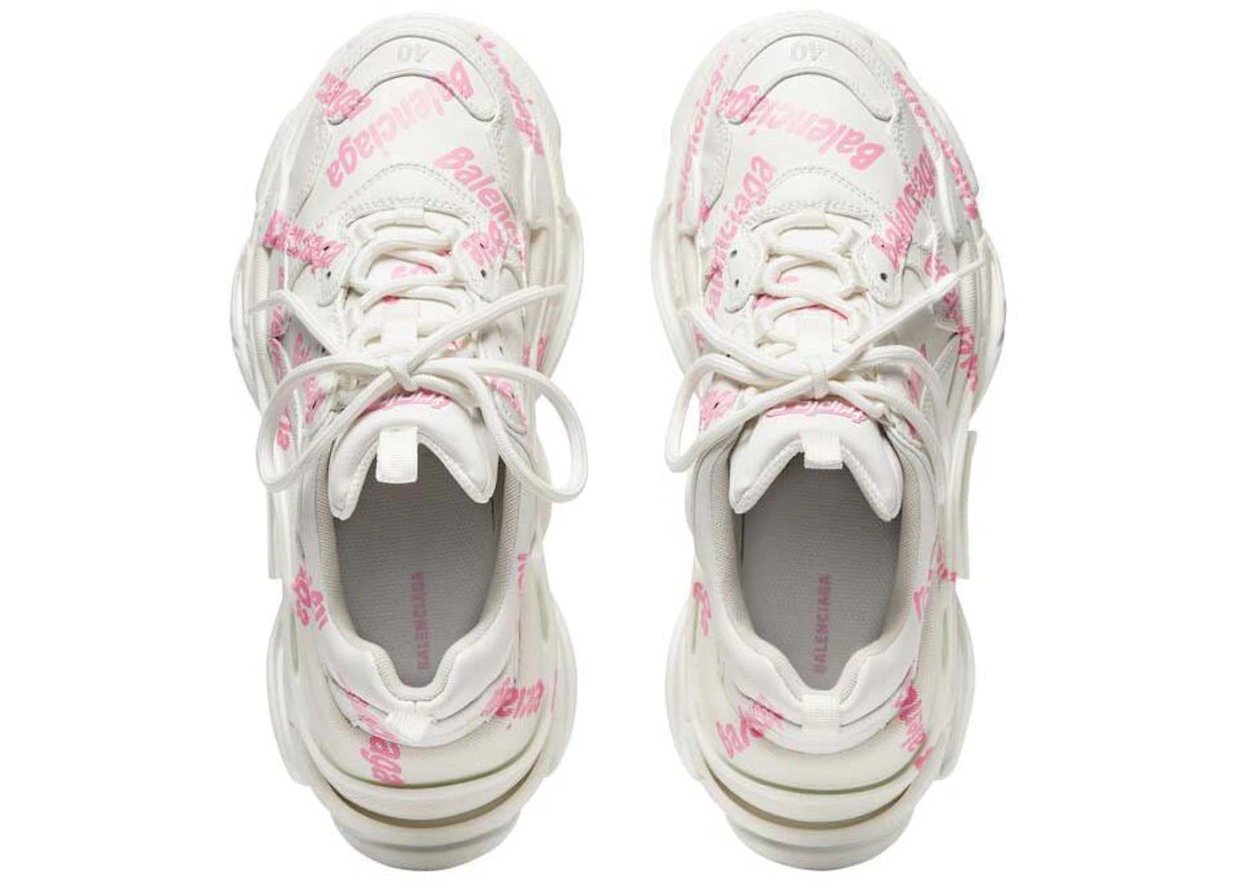 Balenciaga Triple S Logotype Trainers White Pink