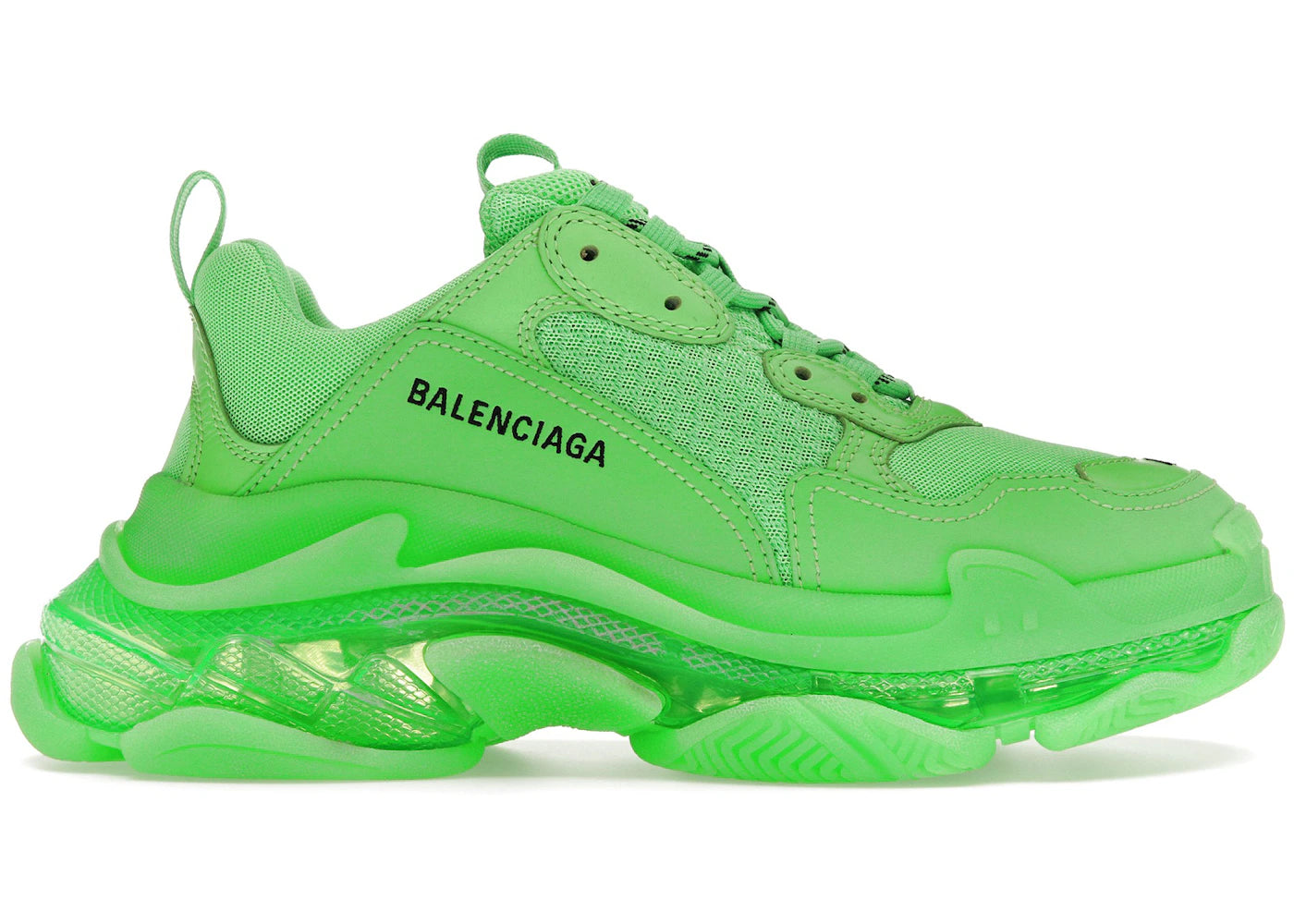 balenciaga triple s soft neon green clear sole