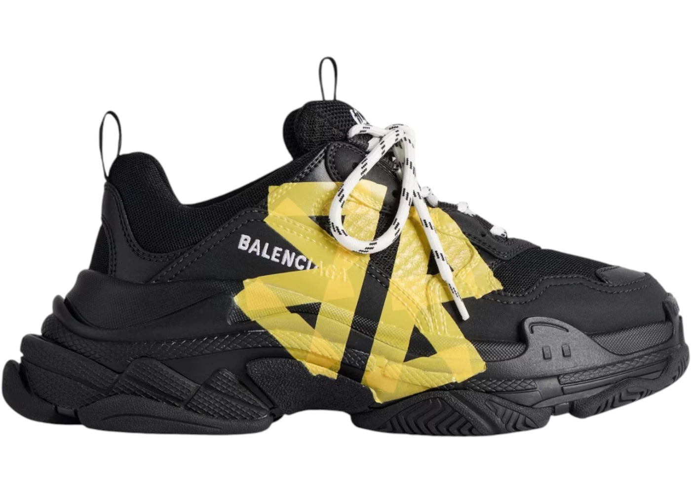 balenciaga triple s tape type black yellow