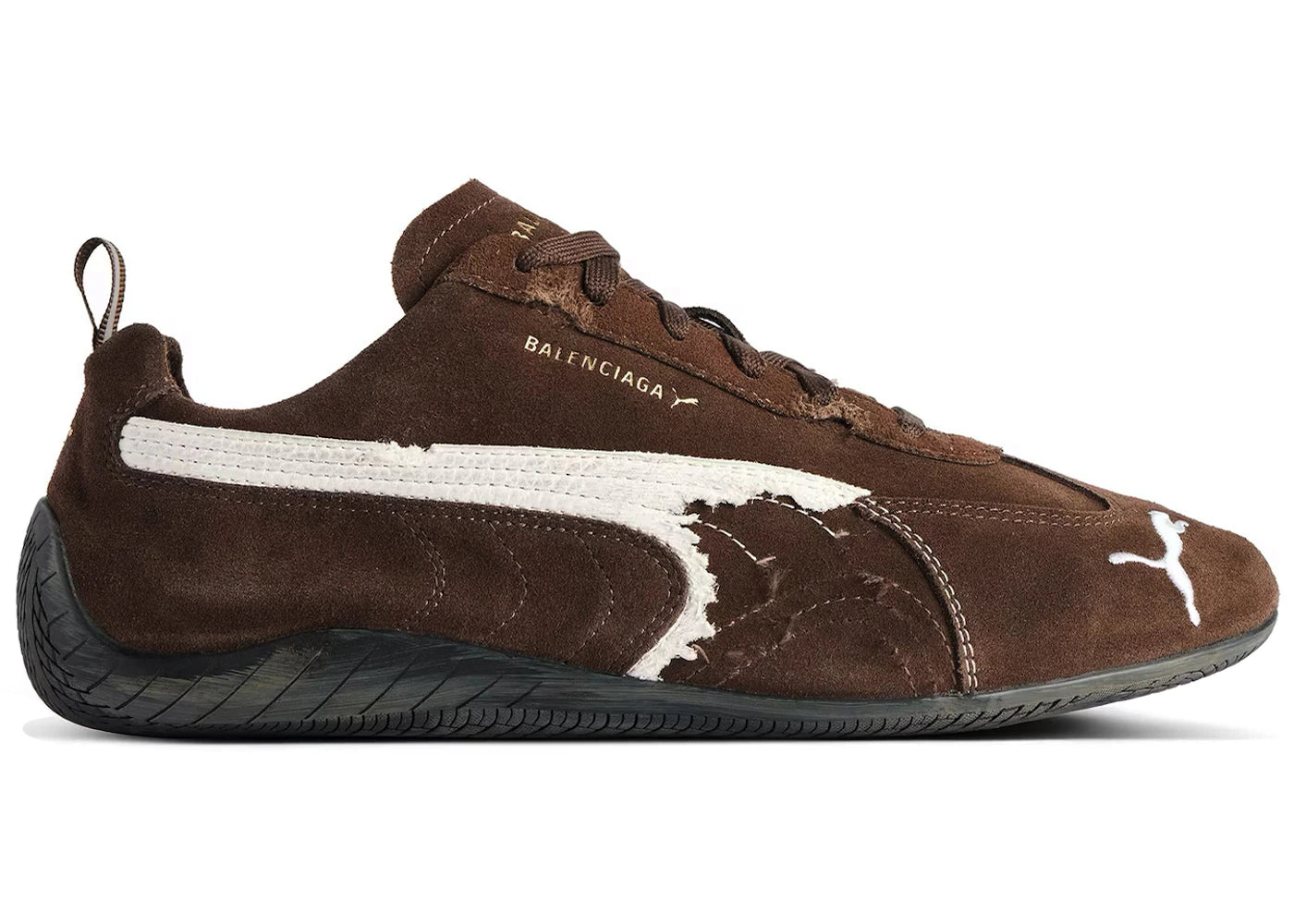 Balenciaga X Puma Speedcat Suede Distressed Brown White