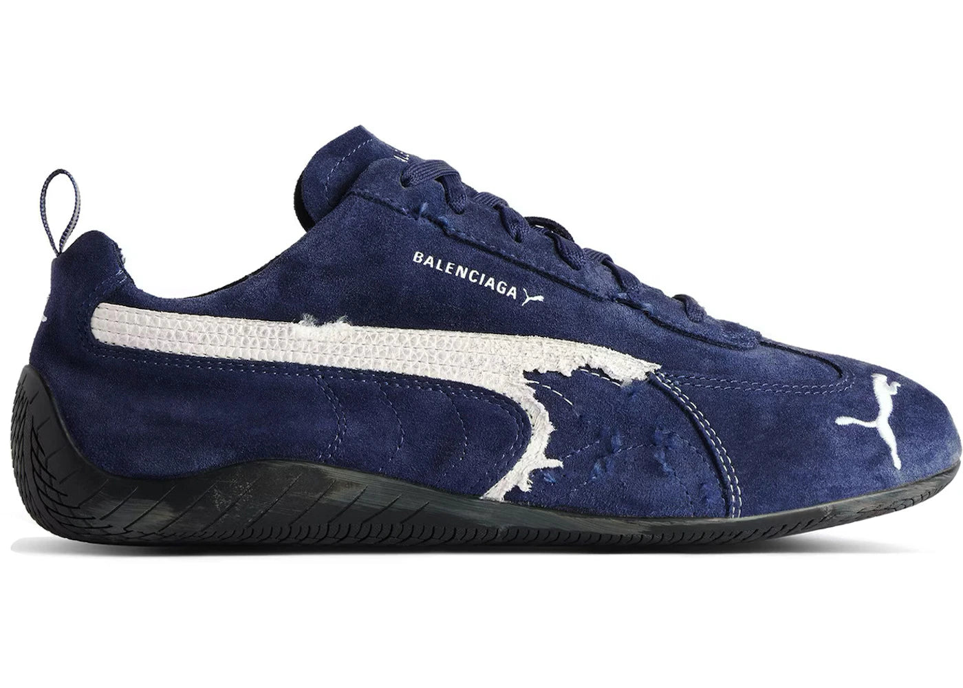 Balenciaga X Puma Speedcat Suede Distressed Navy White