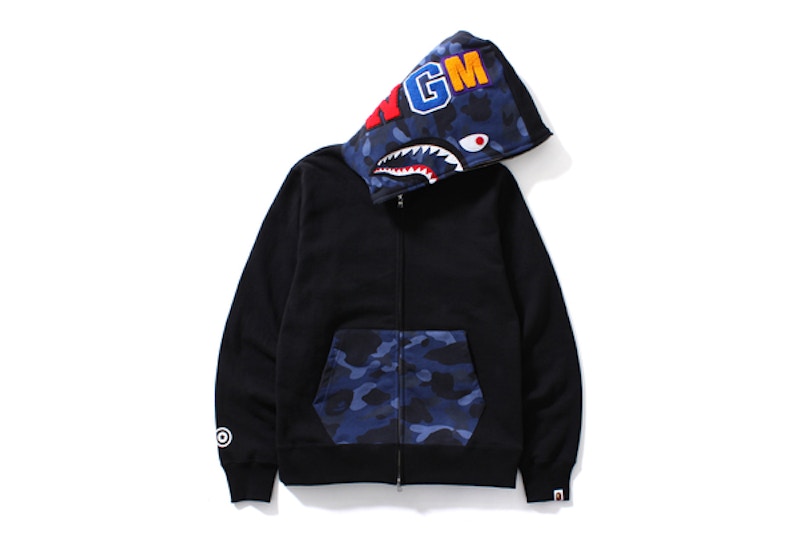 Bape Color Camo Shark Full Zip Hoodie Black – Kicks Machine