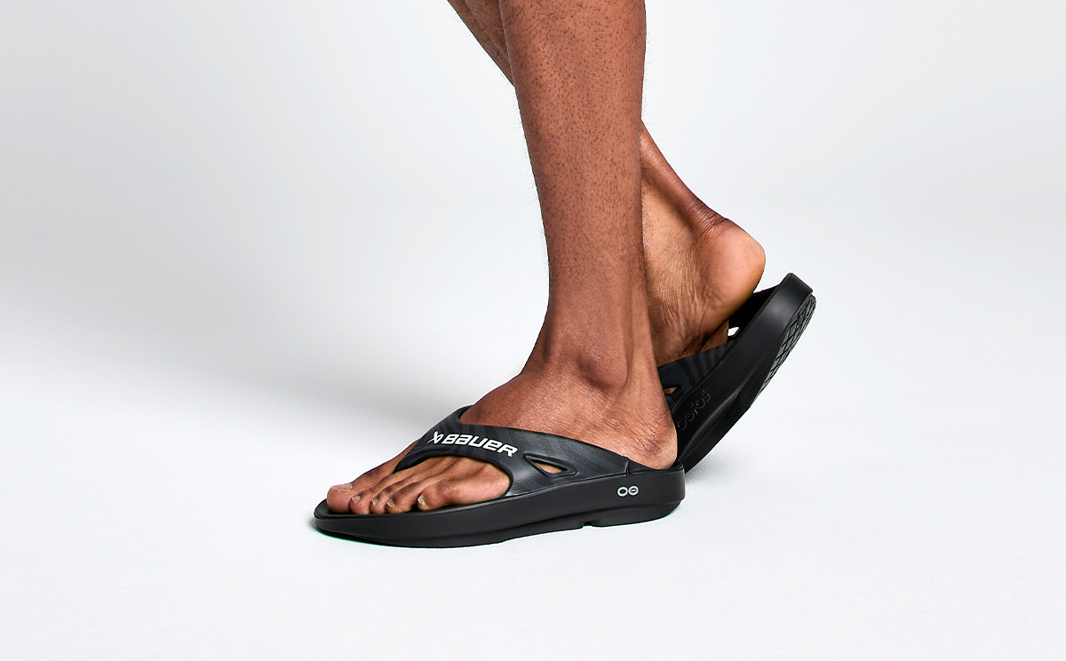 Oofos Men's Sport Sandal Bauer Black Asphalt