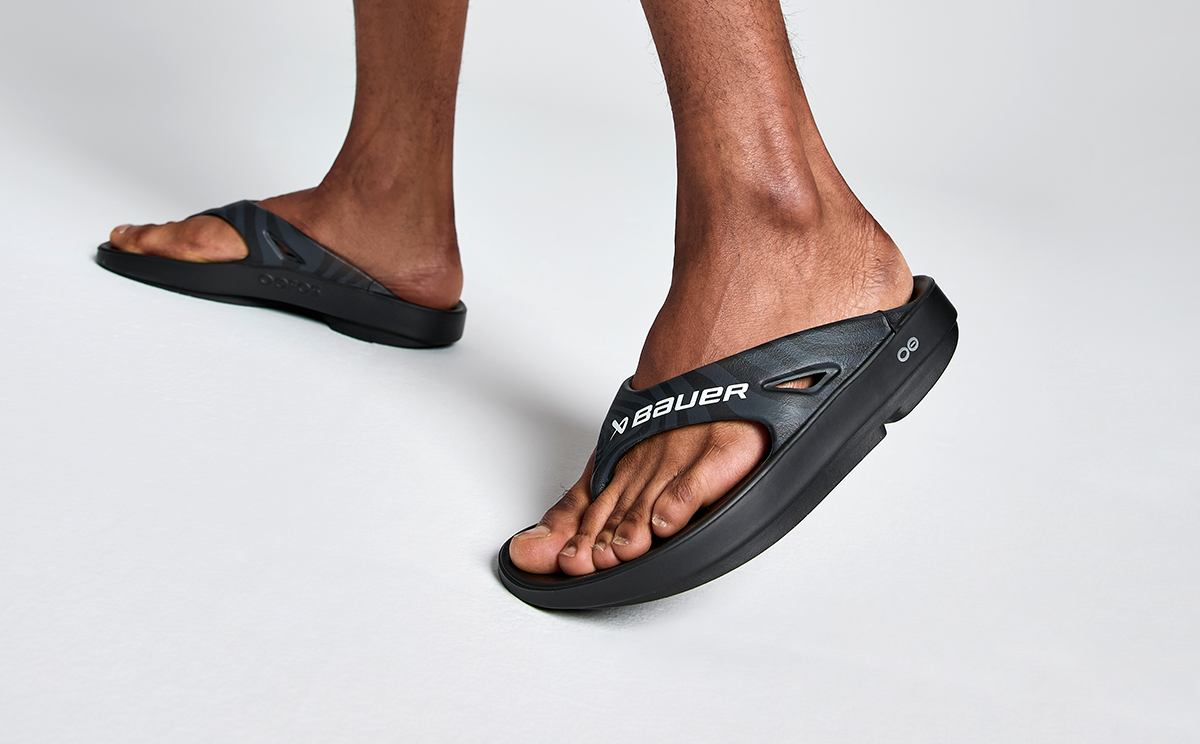 Oofos Men's Sport Sandal Bauer Black Asphalt
