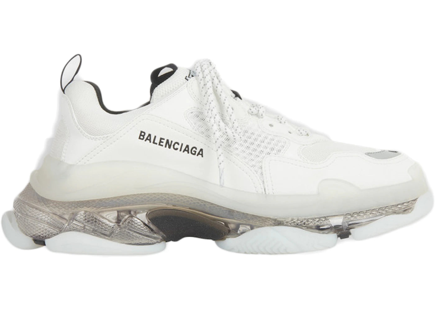 blalenciaga triple s clear sole white grey