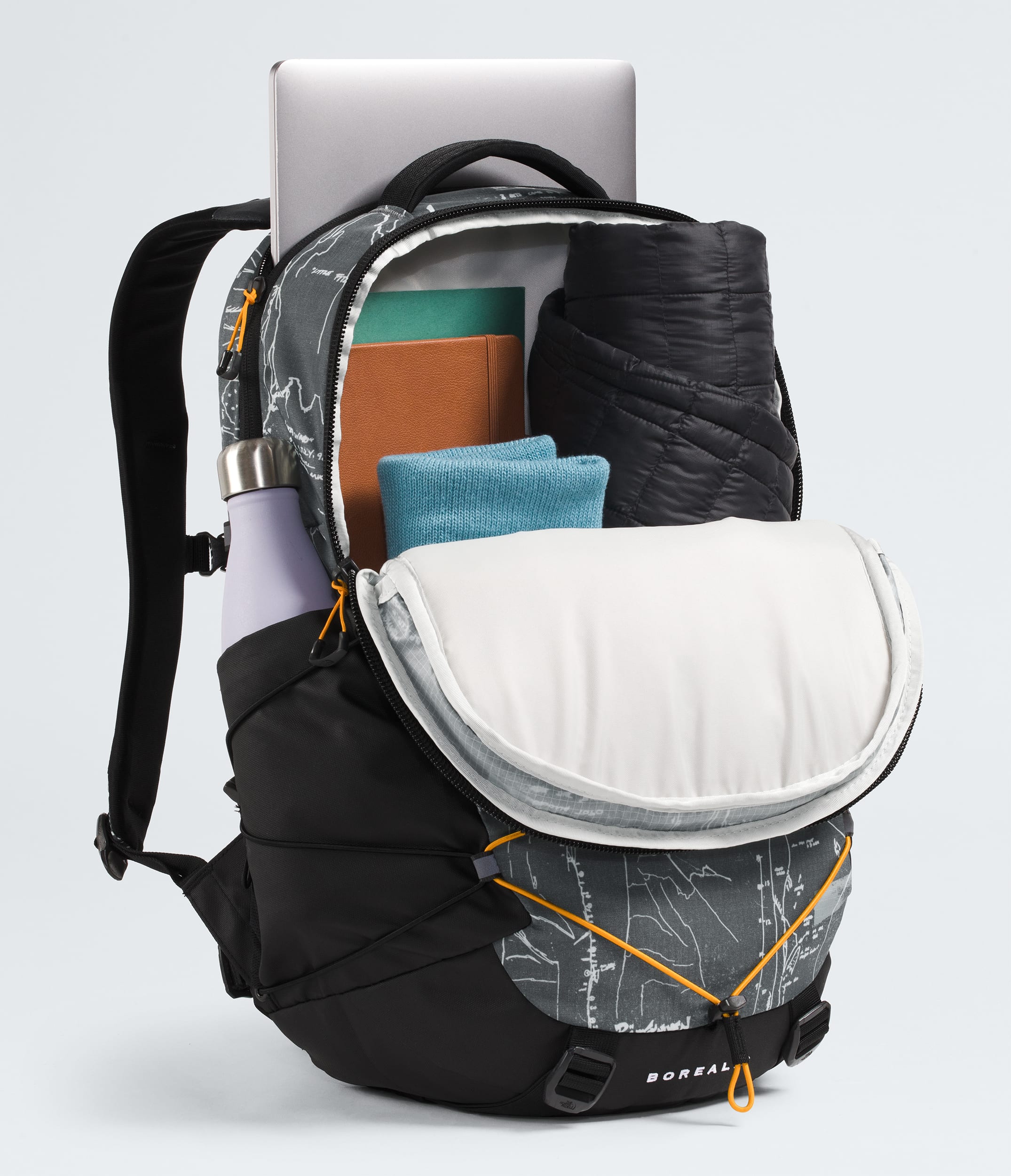 The North Face Borealis Backpack Anthracite Grey Conrad Topos Print-Summit Gold