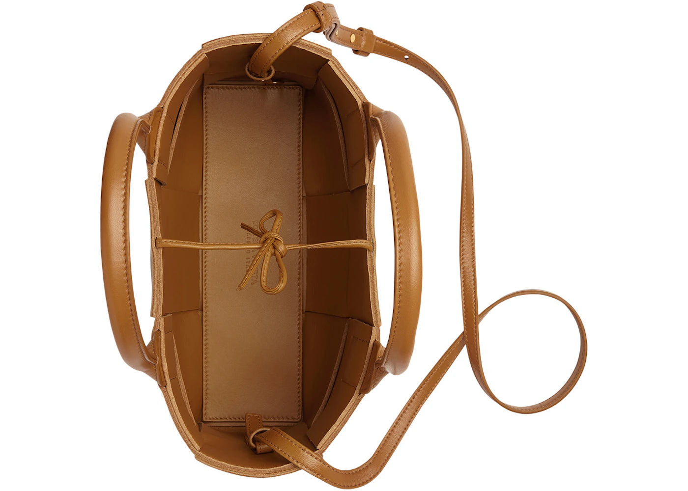 Bottega Veneta Arco Tote Bag Mini Intreccio Camel
