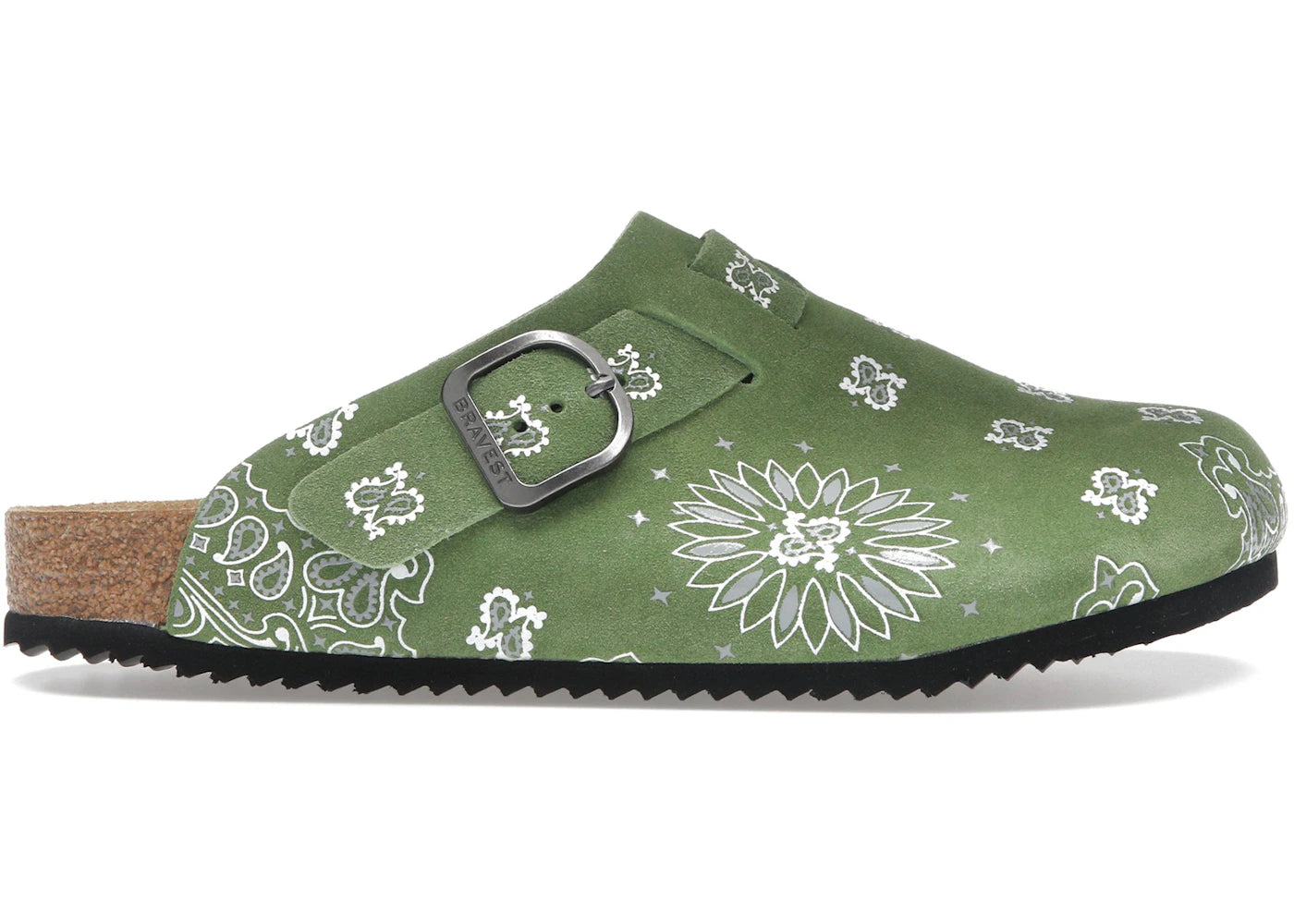 Bravest Studios Suede Paisley Clogs Olive