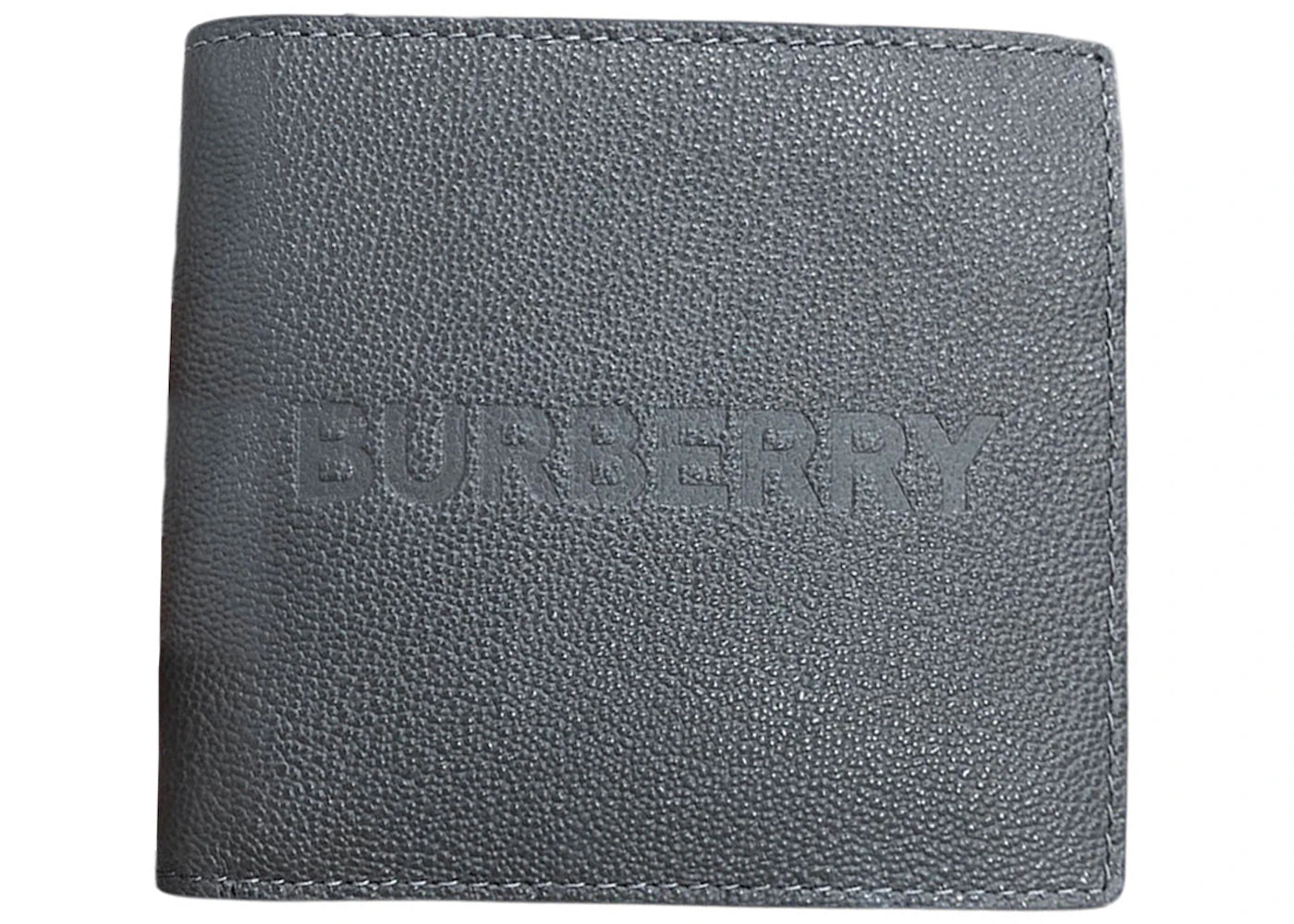 Burberry Embossed Leather Bifold Wallet Grey One Size - Main Image