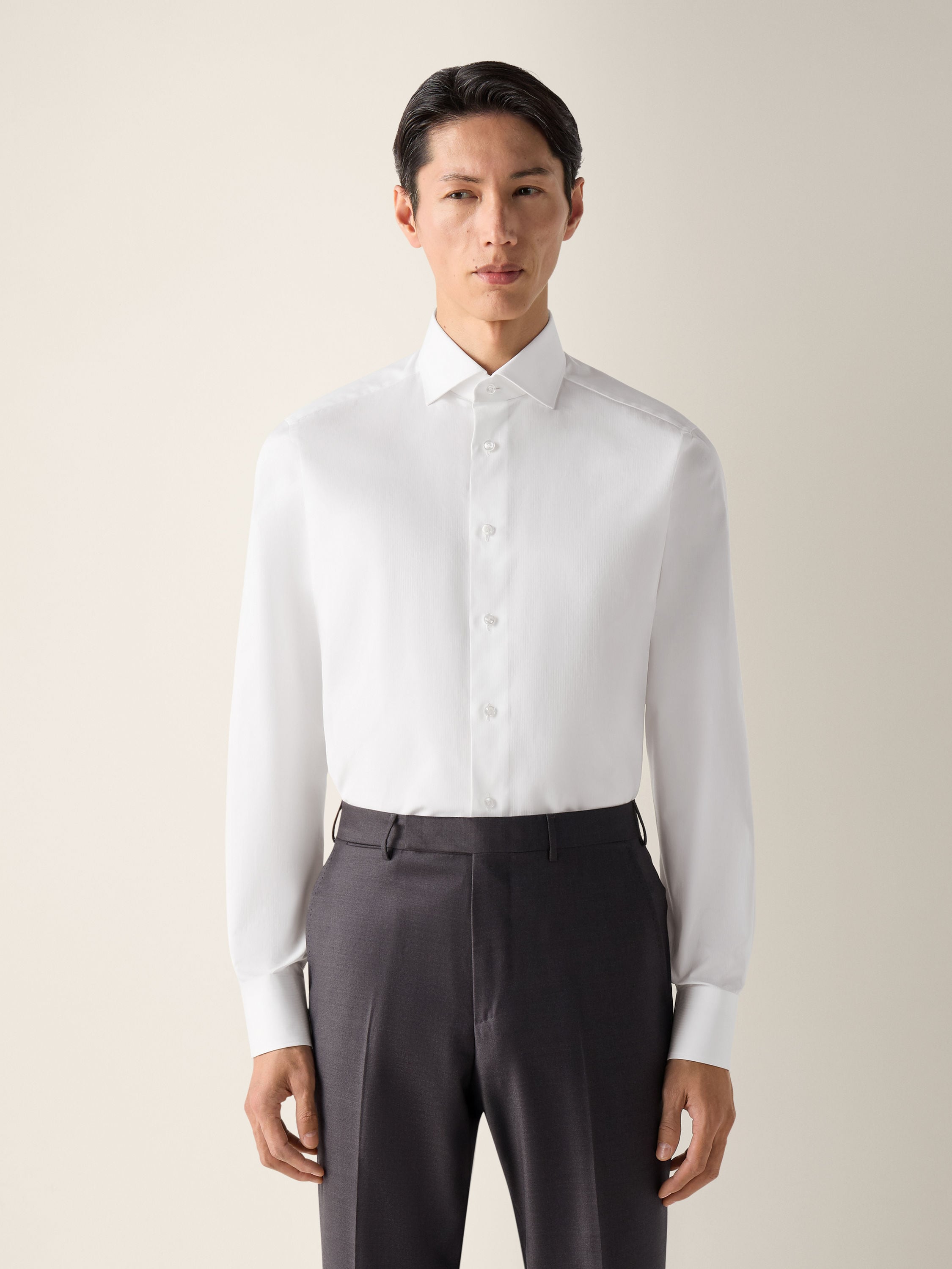 Zegna White Micro-Striped Centoventimila Cotton Shirt