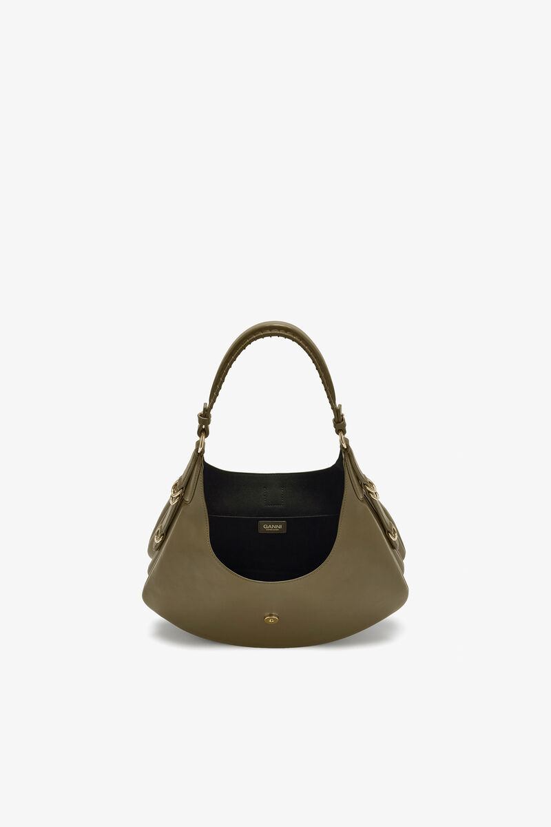 Ganni Military Olive Small Kat Bag In Green