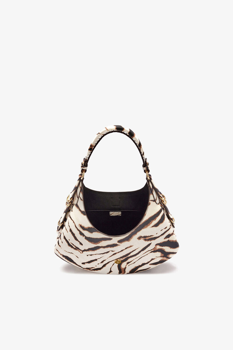 Ganni Egret Small Kat Bag In Zebra