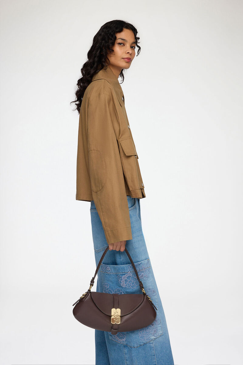 Ganni Chicory Coffee B-Kat Bag In Brown