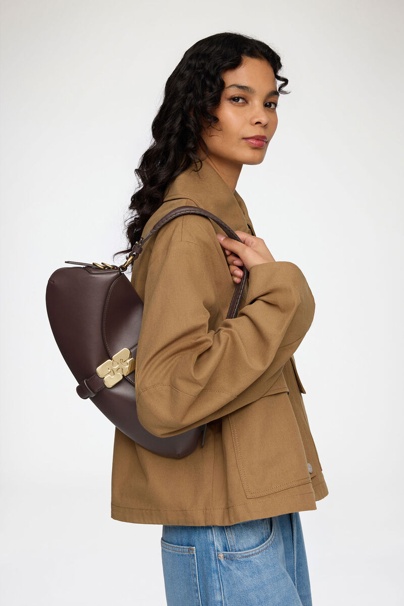 Ganni Chicory Coffee B-Kat Bag In Brown