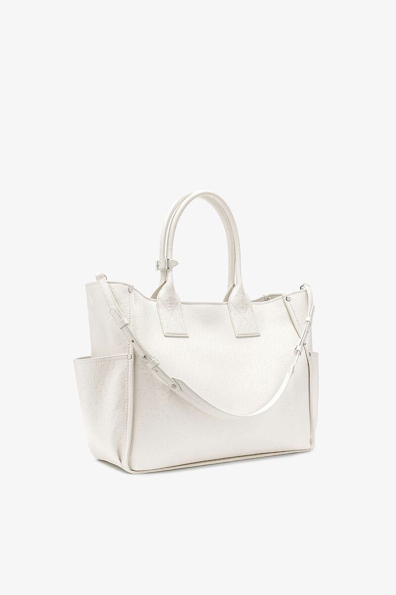 Ganni Egret Posy Bag In White Ostrich