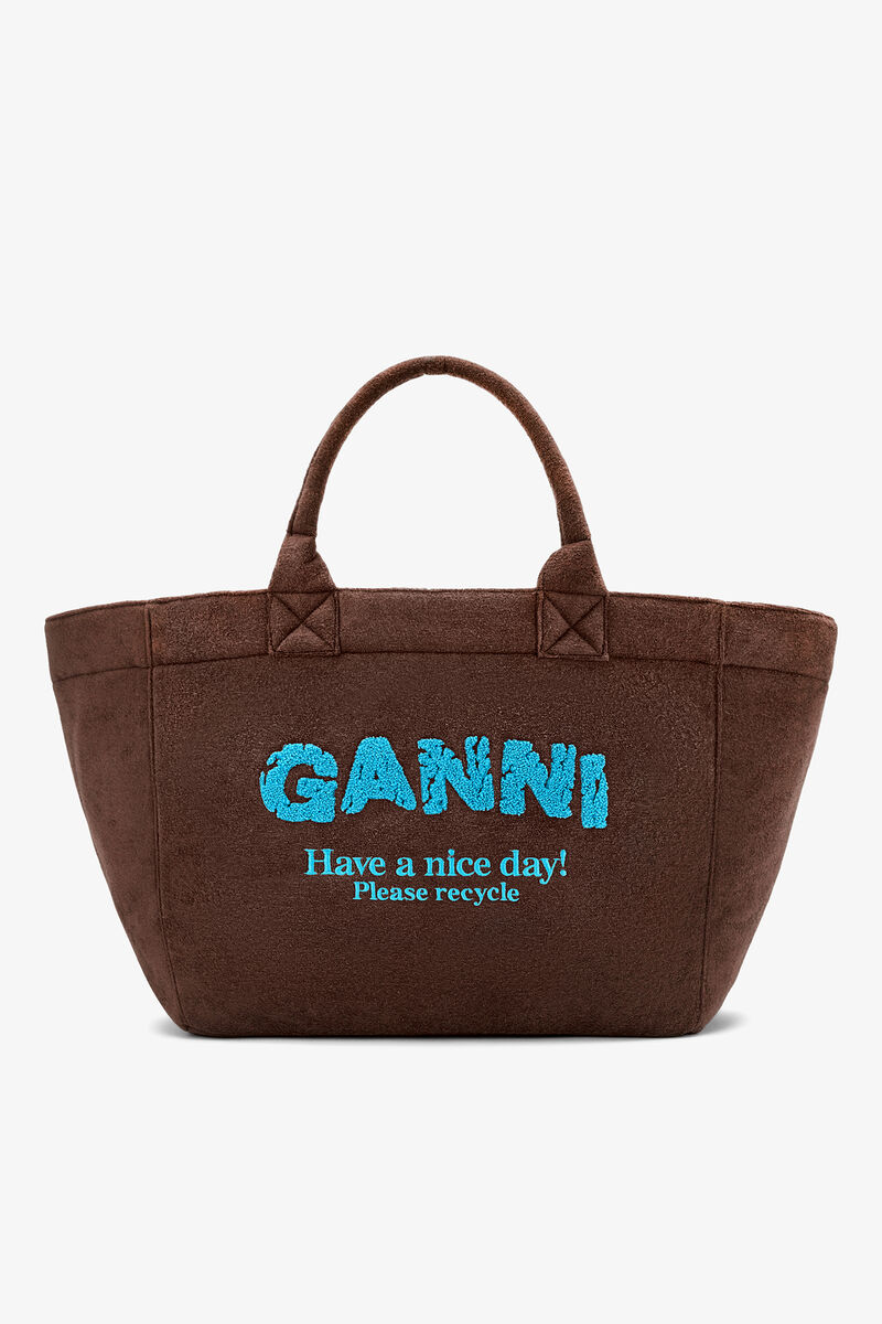 Ganni Chicory Coffee Reversible Tote Xxl In Brown