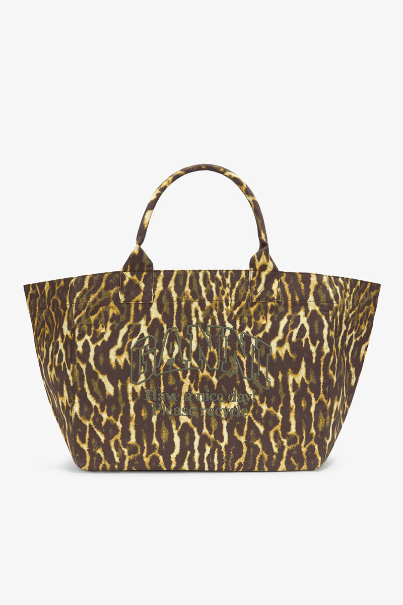 Ganni Lemon Grass Tote Xxl In Gradient Leopard