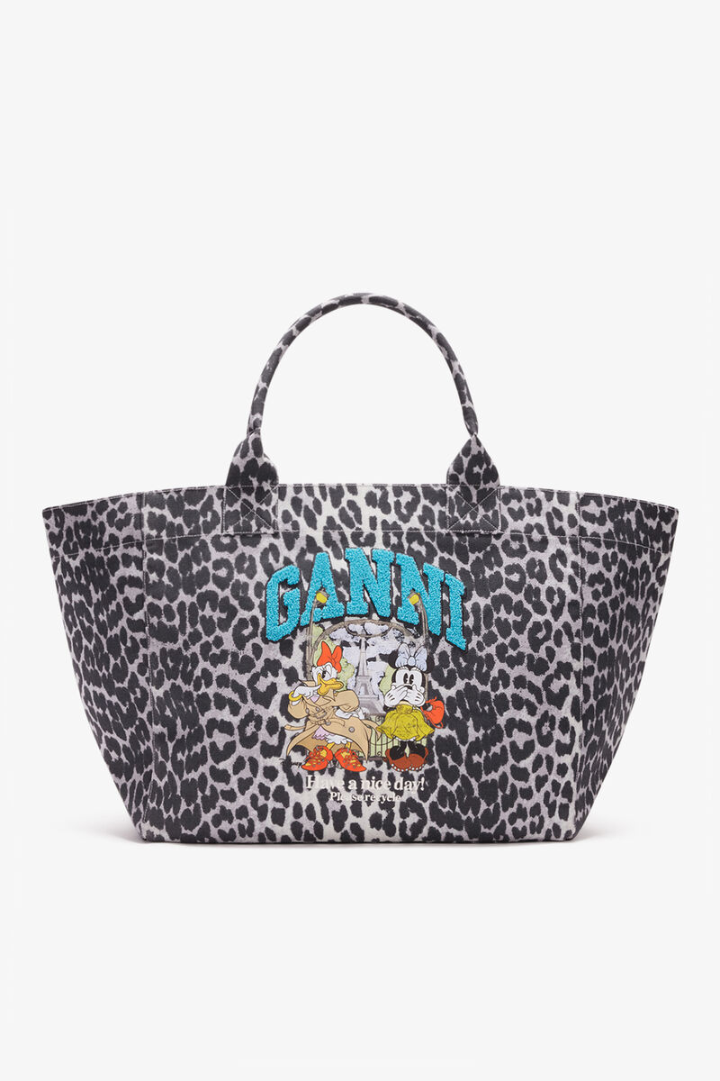 Ganni Silver Tote Xxl With Minnie Mouse & Daisy Duck