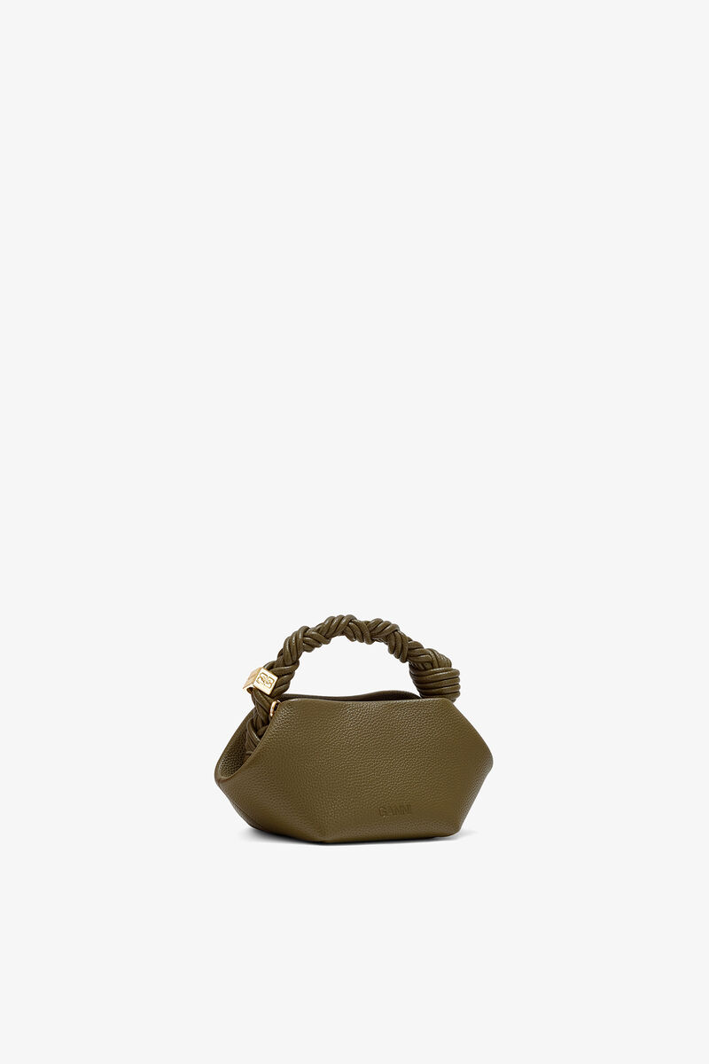 Ganni Military Olive Mini Bou Bag In Green Grained