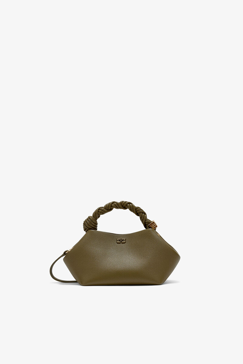 Ganni Military Olive Small Bou Bag In Green