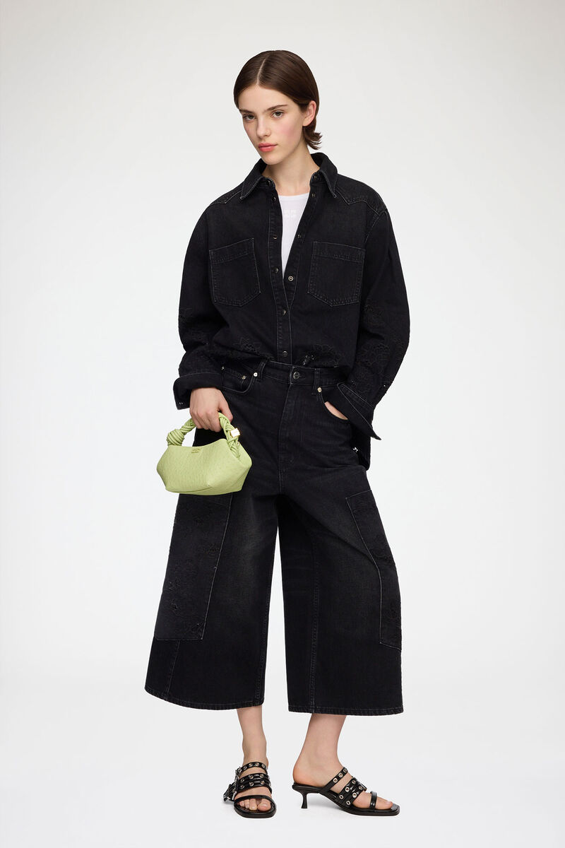 Ganni Lily Green Mini Bou Bag In Green Ostrich