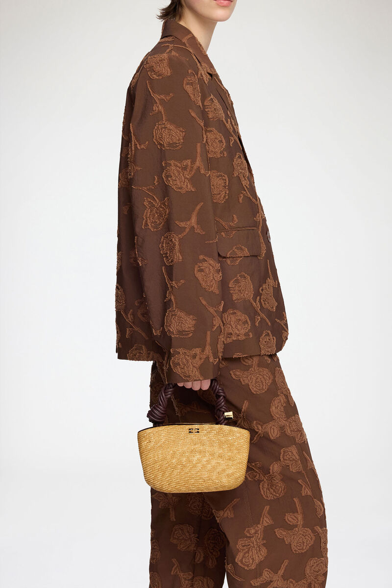 Ganni Italian Straw Mini Bou Bag In Straw
