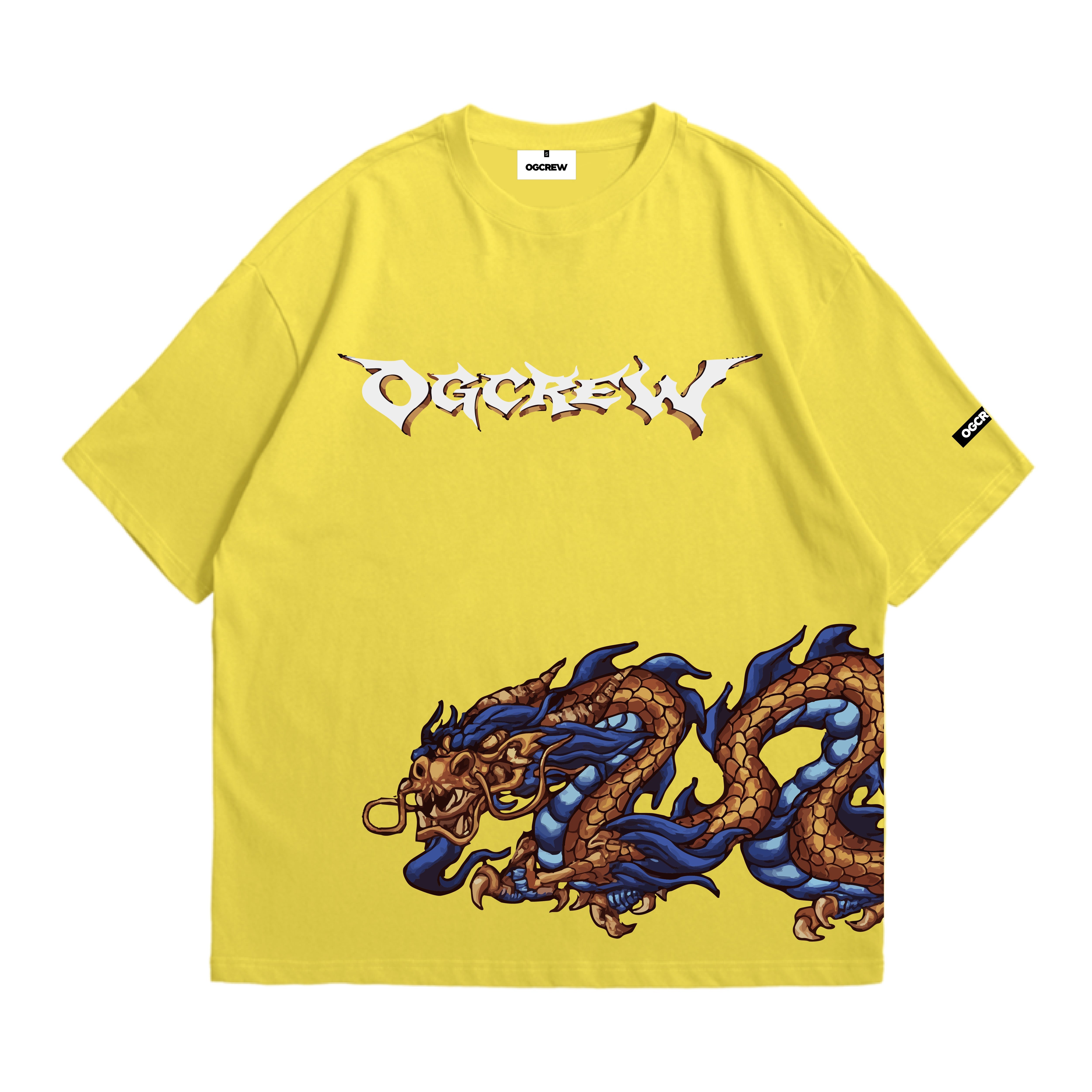 Lime yellow eastern dragon T-shirt