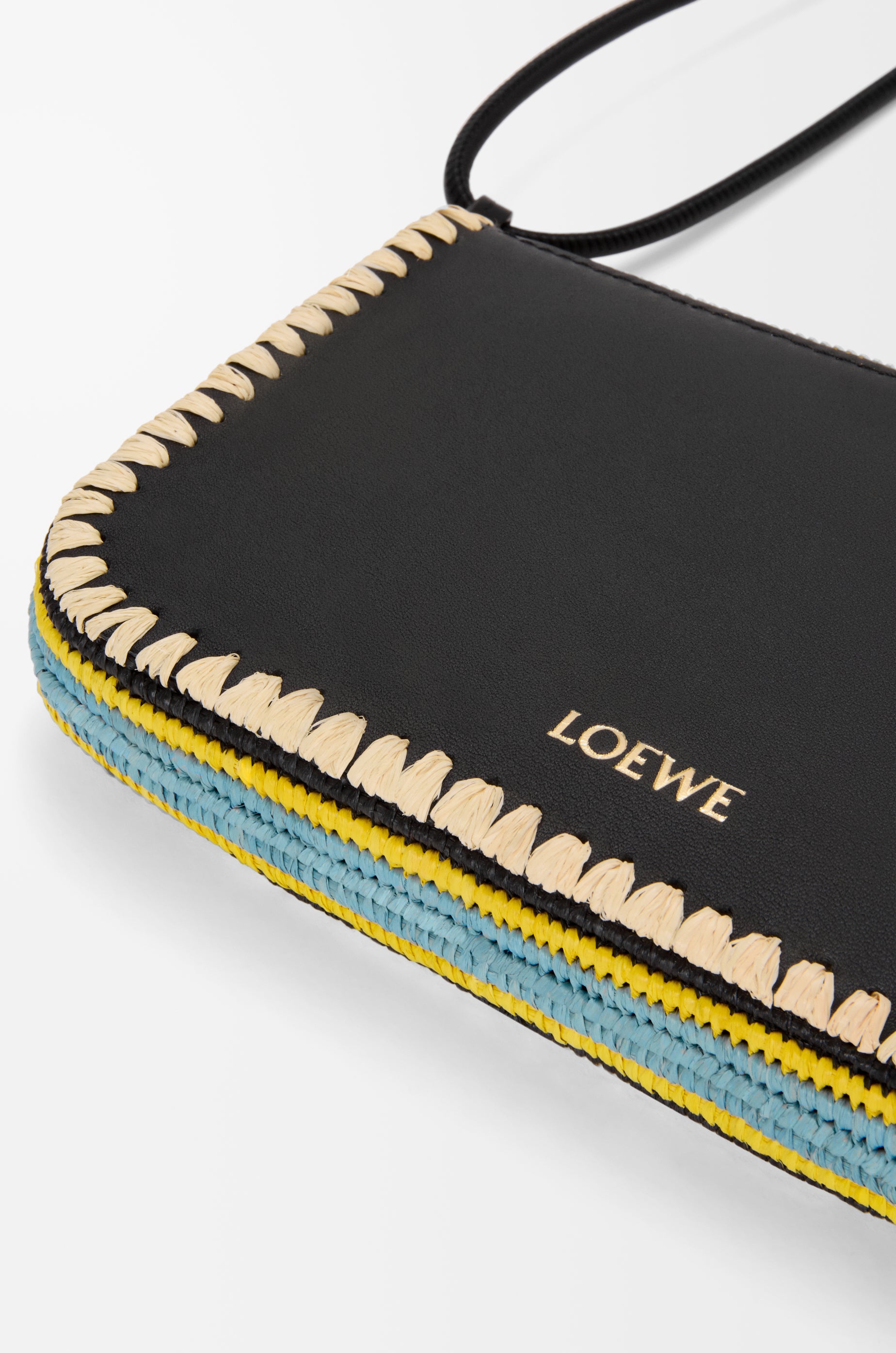 Loewe Rio pouch in classic calfskin and raffia