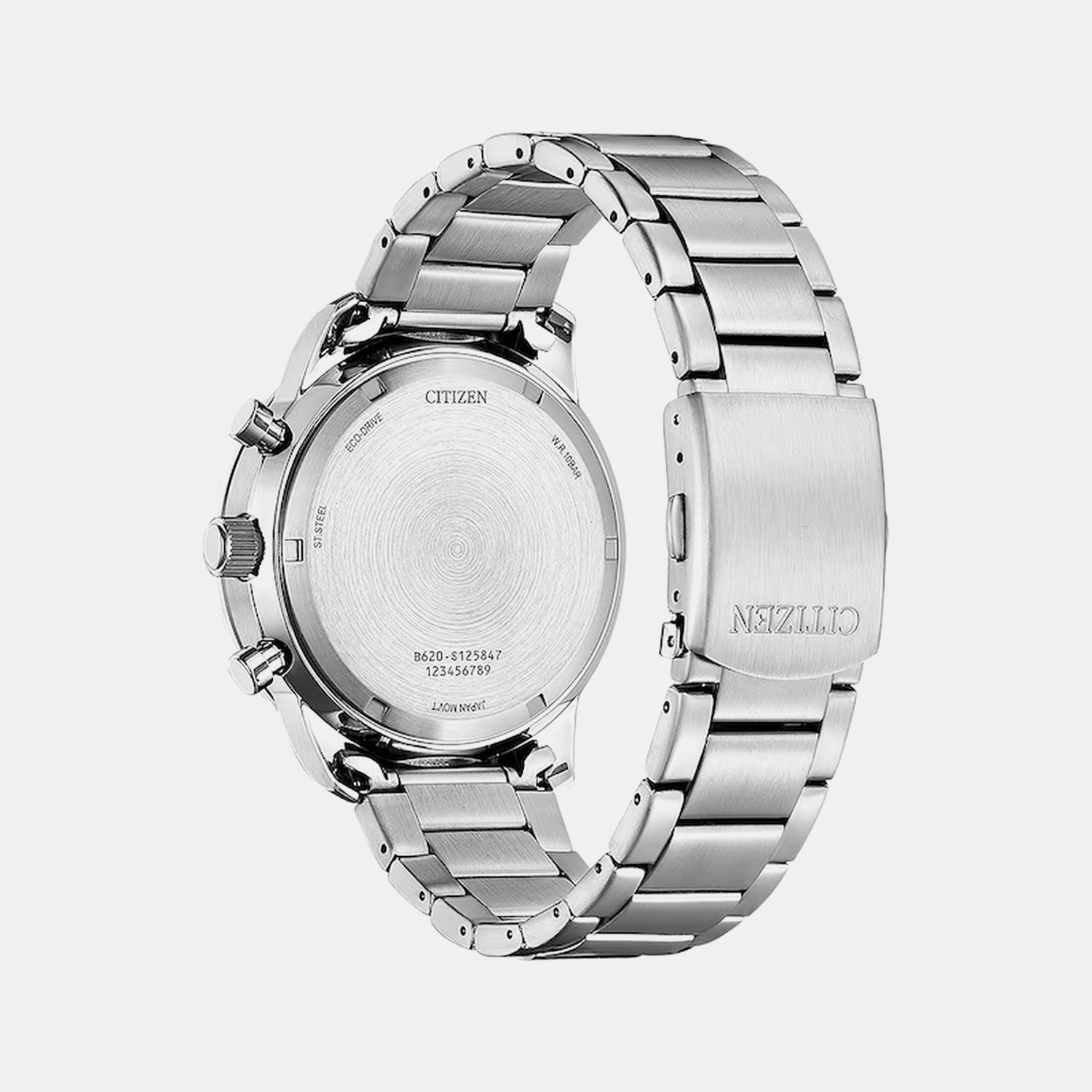 Citizen Eco-Drive Men Quartz Black Dial Chronograph Stainless Steel Watch Ca4500-91E