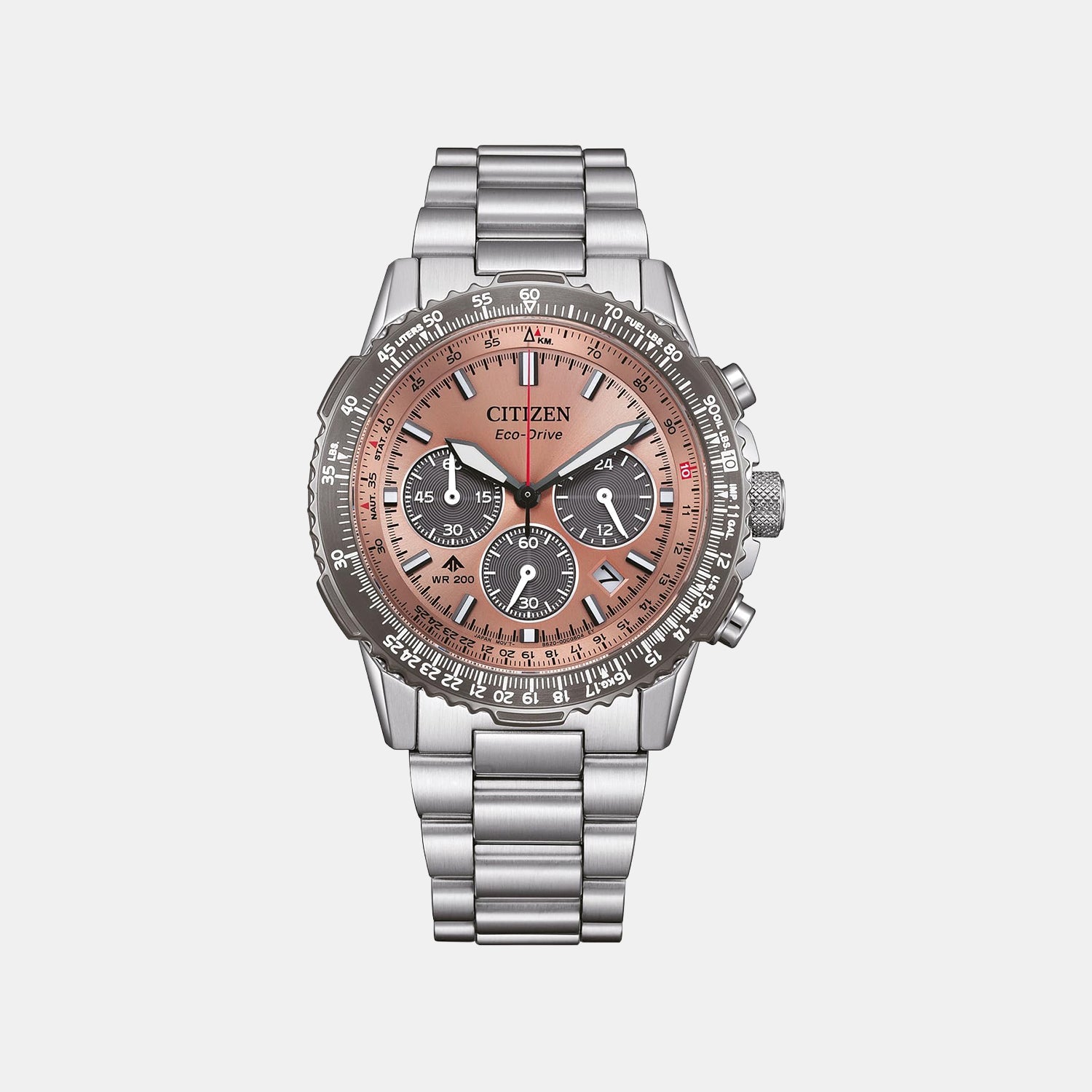 Citizen Promaster Men Quartz Peach Dial Chronograph Stainless Steel Watch Ca4664-60X