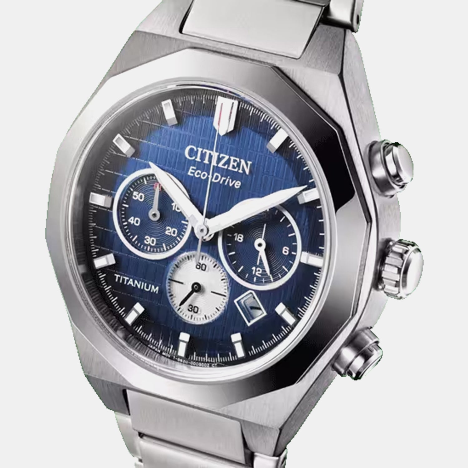 Citizen Zenshin Men Quartz Blue Dial Chronograph Titanium Watch Ca4691-59L