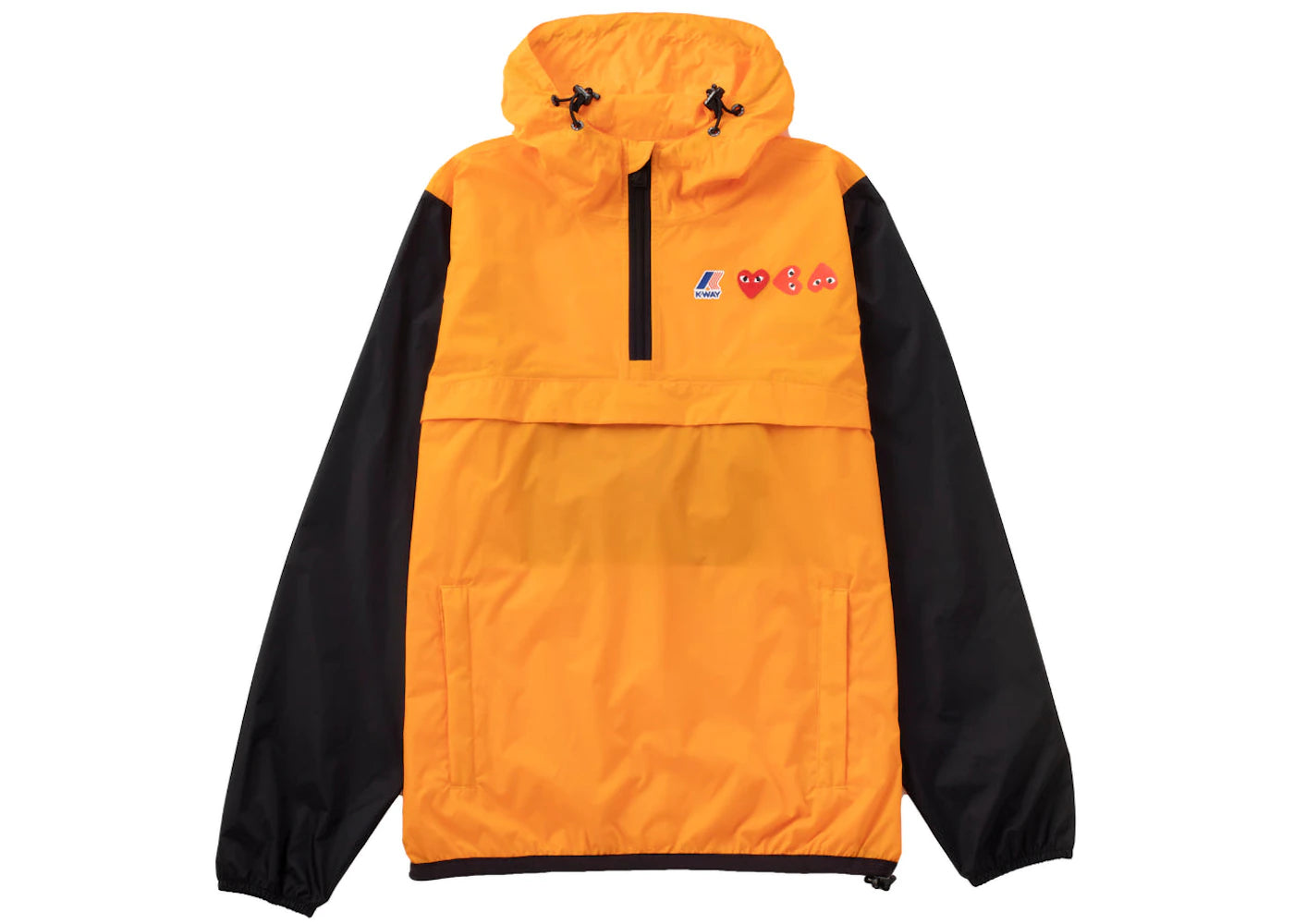 comme des garcons play x k-way logos half zip jacket orange black