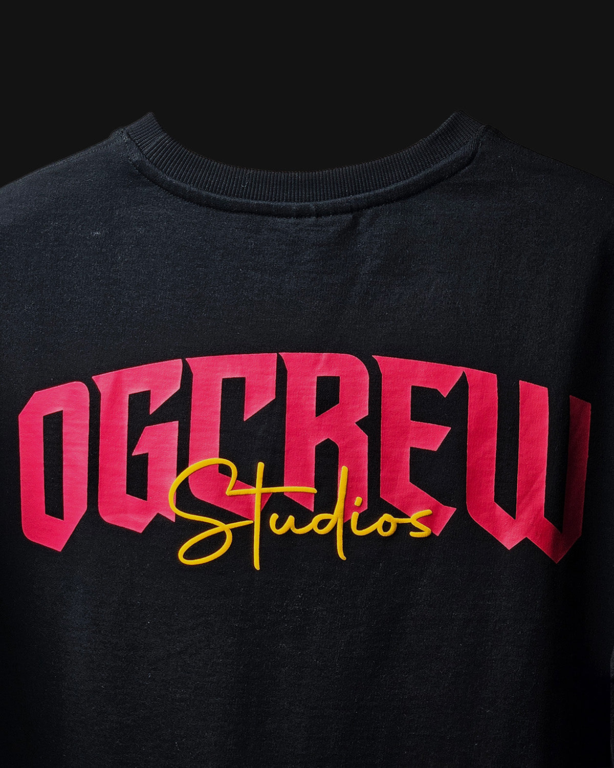 OGCREW Black Ribs on Fire T Shirt, worn