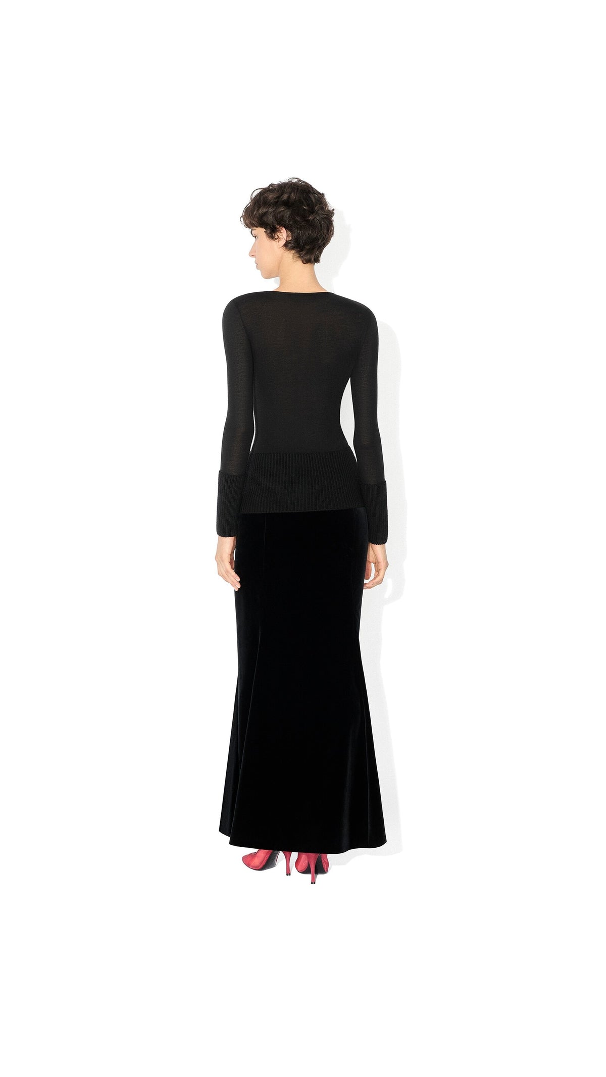 Alaïa Cotton Velvet Column Skirt