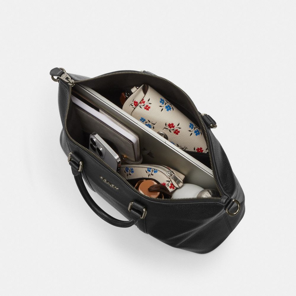 Coach Caleb Work Bag In Signature Canvas Gunmetal Charcoal Black