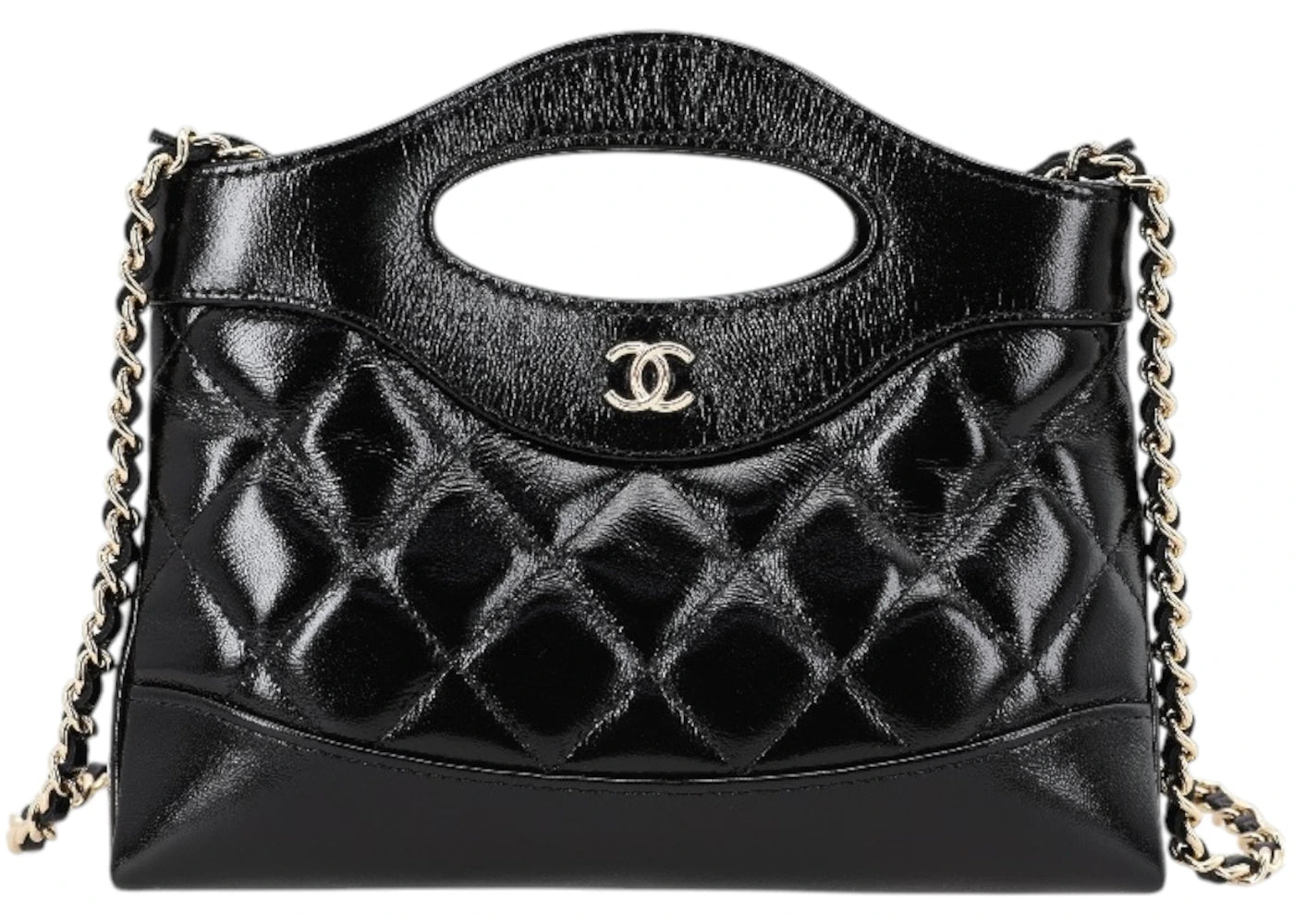Chanel 31 Nano Gold Cc Logo Chain Bag Black