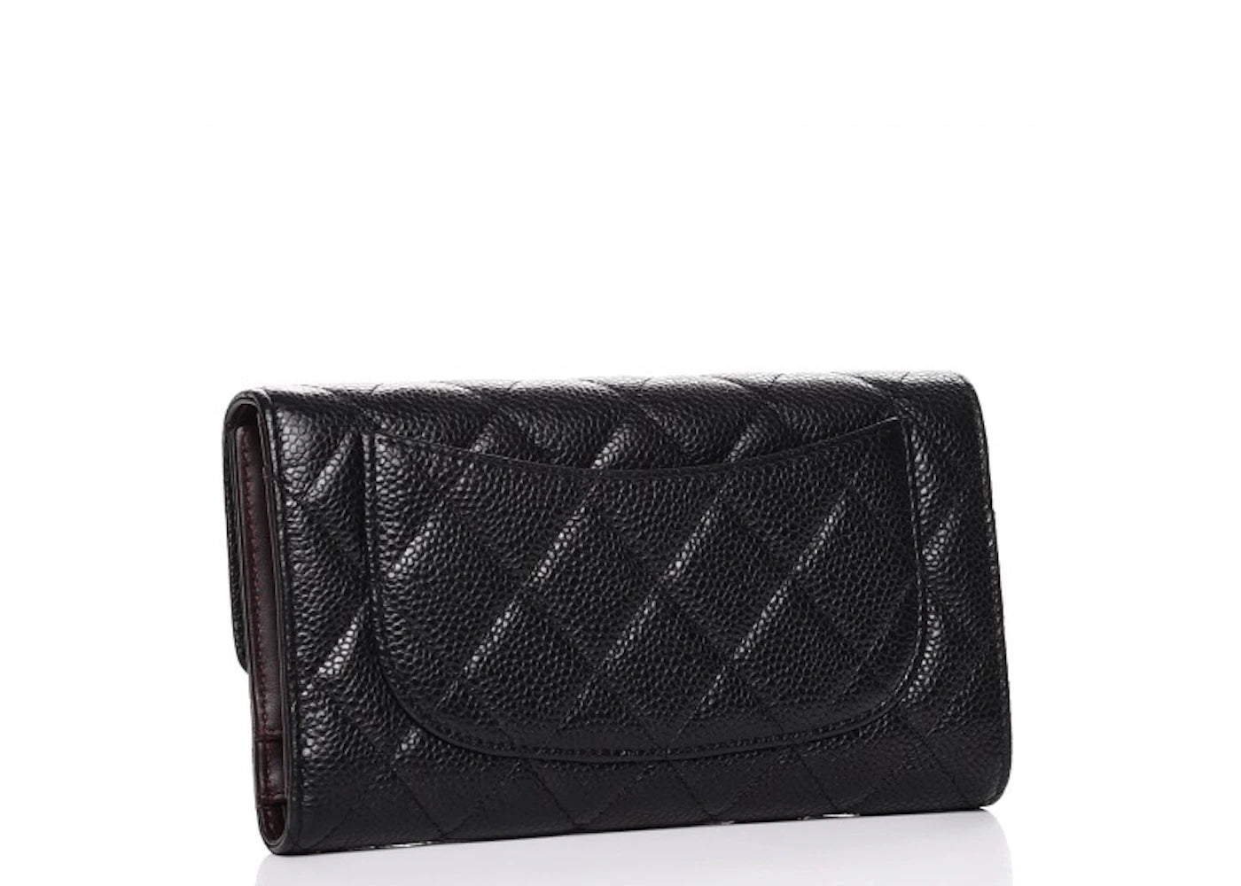 Chanel Flap Wallet Quilted Diamond Large Caviar Black